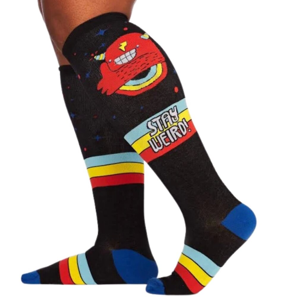 SOCK IT TO ME Stay Weird Wide Calf Knee High Socks NWT